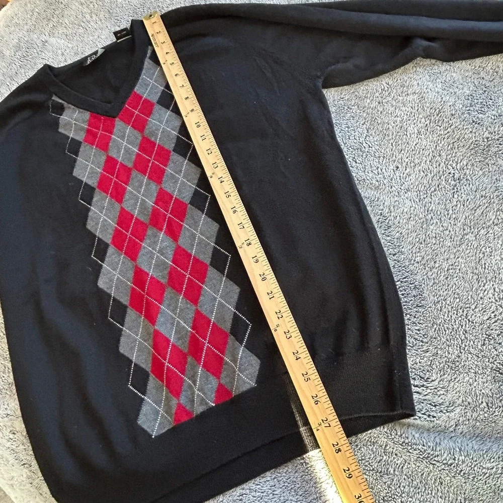 Joseph A Banks‎ Sweater Oversized Large Argyle Merino Wool Preppy Tennis 17152